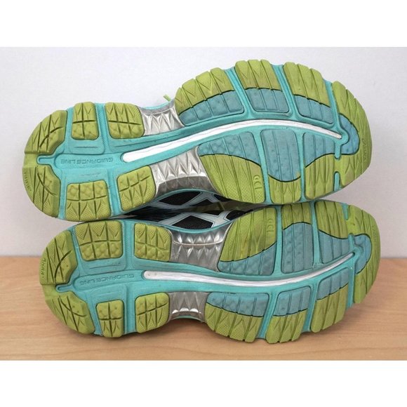 ASICS Gel Nimbus 18 Gray Lime Turquoise Lace Up Running Shoes Sneakers Size 6 - Picture 8 of 9